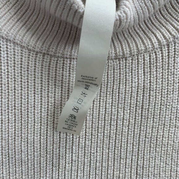 Lululemon Sweater Womens 2 Ribbed Merino Wool Blend Turtleneck Heathered Natural - Picture 6 of 8